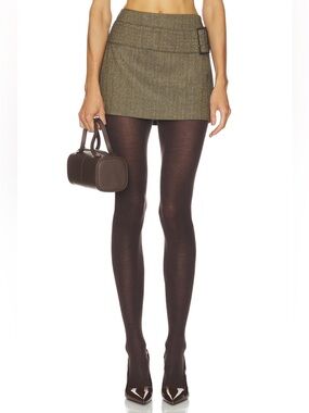 Ronny Kobo Collection Earhart Herringbone Miniskirt with Buckle Detail
